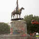 The Stonewall Jackson statue is removed from Monument Avenue in Richmond, Virginia on July 1, 2020.